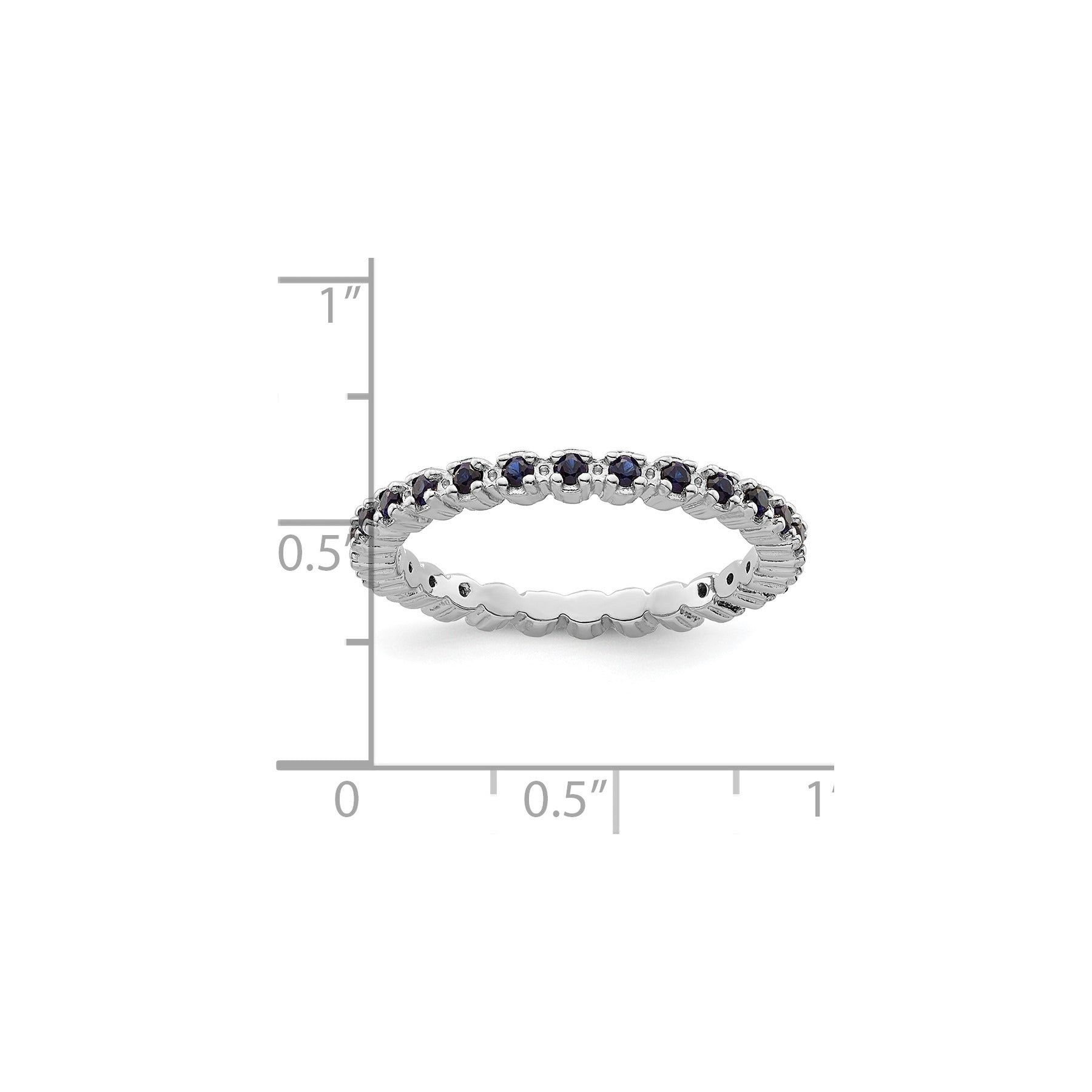0.47 Ct Round Created Blue Sapphire Prong Silver Stackable Eternity Ring