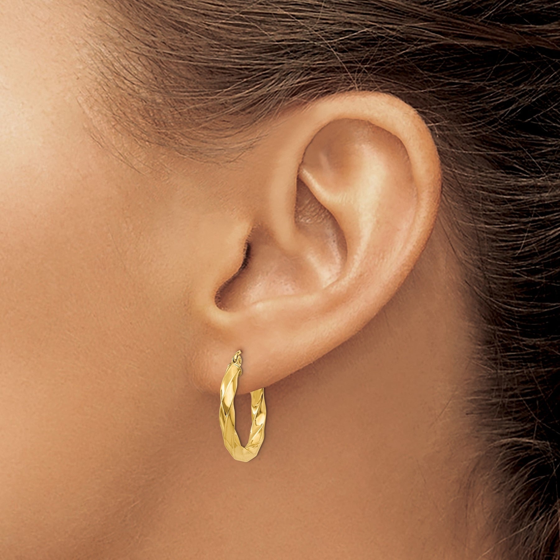 14k Gold Medium Twisted Hoop Earrings