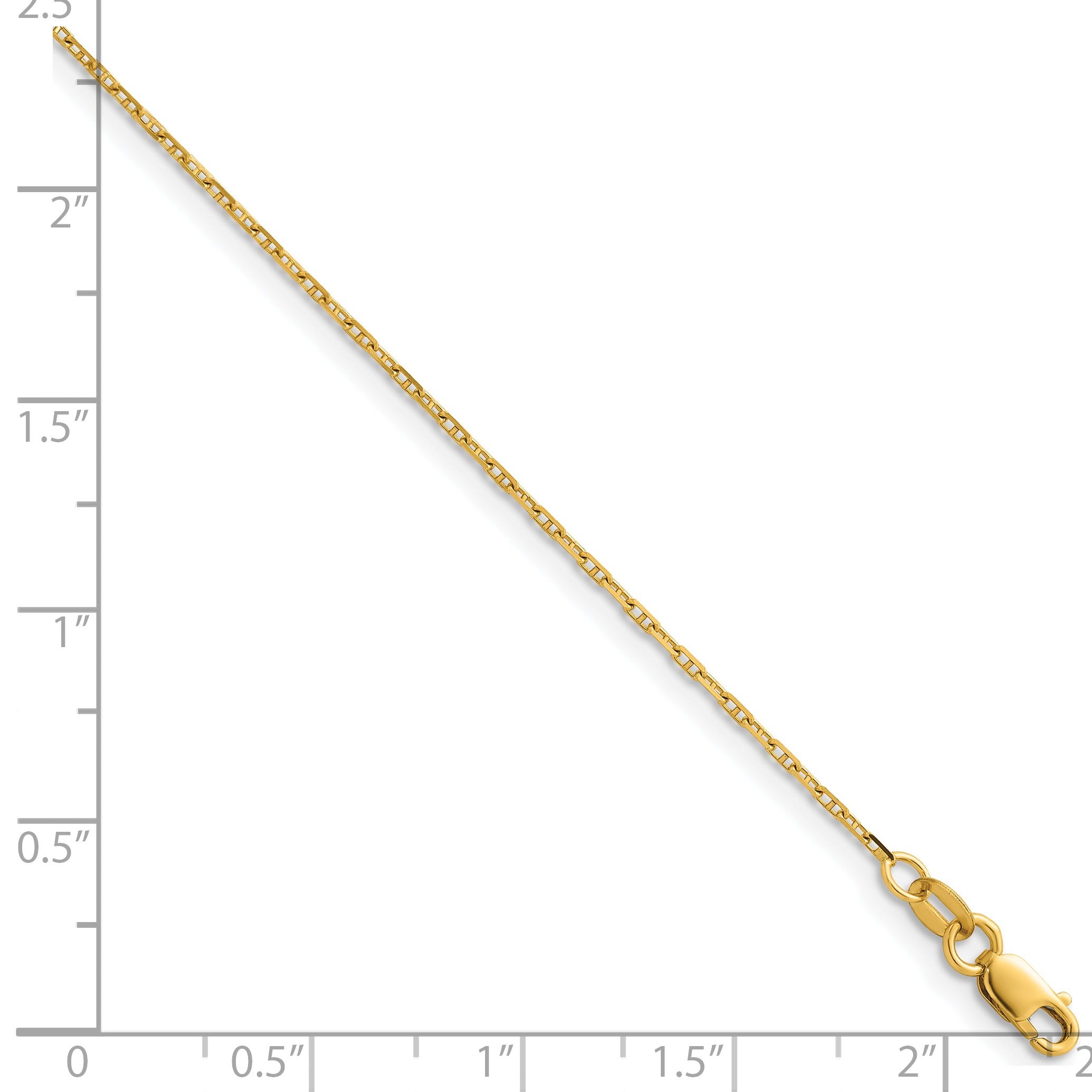 1.3 mm 14K Gold Polished Anchor 18 Inch Chain