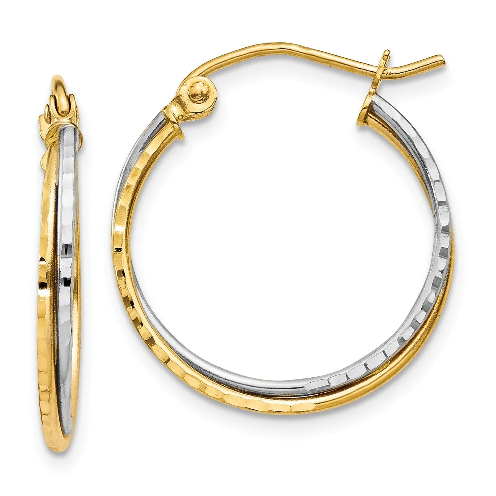 14K Gold Diamond Cut Hoops Earrings