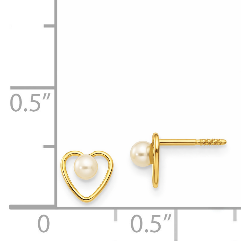 14k Yellow Gold Birthstone Heart Stud Earrings