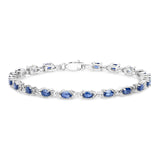 Genuine Blue Sapphire Silver Tennis Bracelet