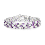 Genuine Opal and Amethyst Tennis Bracelet