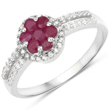 Genuine Red Ruby Halo Ring