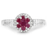 Genuine Red Ruby Halo Ring