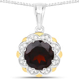 Genuine Garnet and Diamond Pendant Necklace