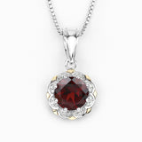 Genuine Garnet and Diamond Pendant Necklace