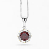 Genuine Garnet and Diamond Pendant Necklace