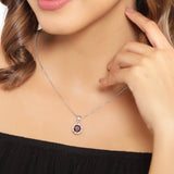 Genuine Garnet and Diamond Pendant Necklace