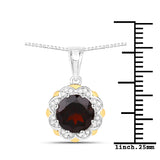 Genuine Garnet and Diamond Pendant Necklace