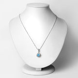 14K Gold Genuine Swiss Blue Topaz and Diamond Necklace