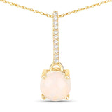 10K Gold Opal Pendant Necklace with Diamond Accents