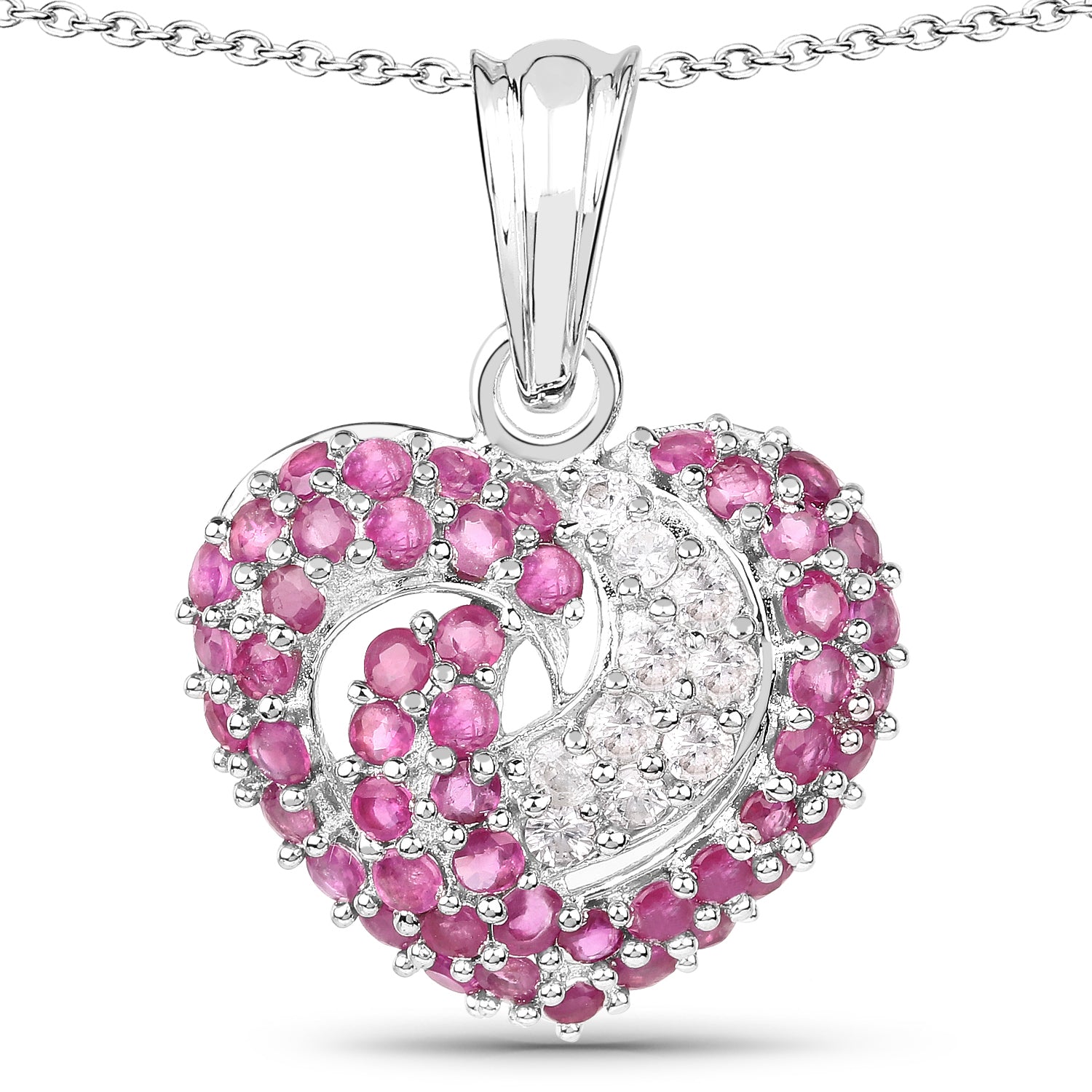 Natural Ruby Heart Shape Necklace
