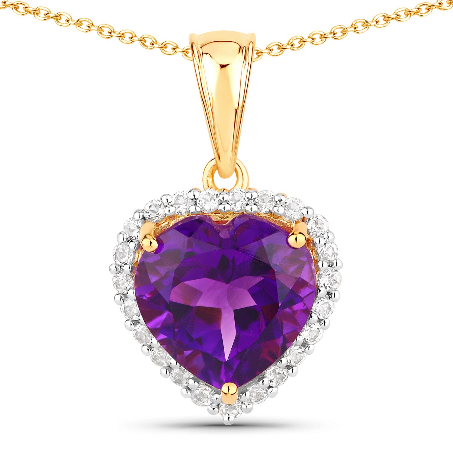 Genuine Amethyst Heart Pendant Necklace