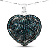 Genuine Blue Diamond Heart Necklace