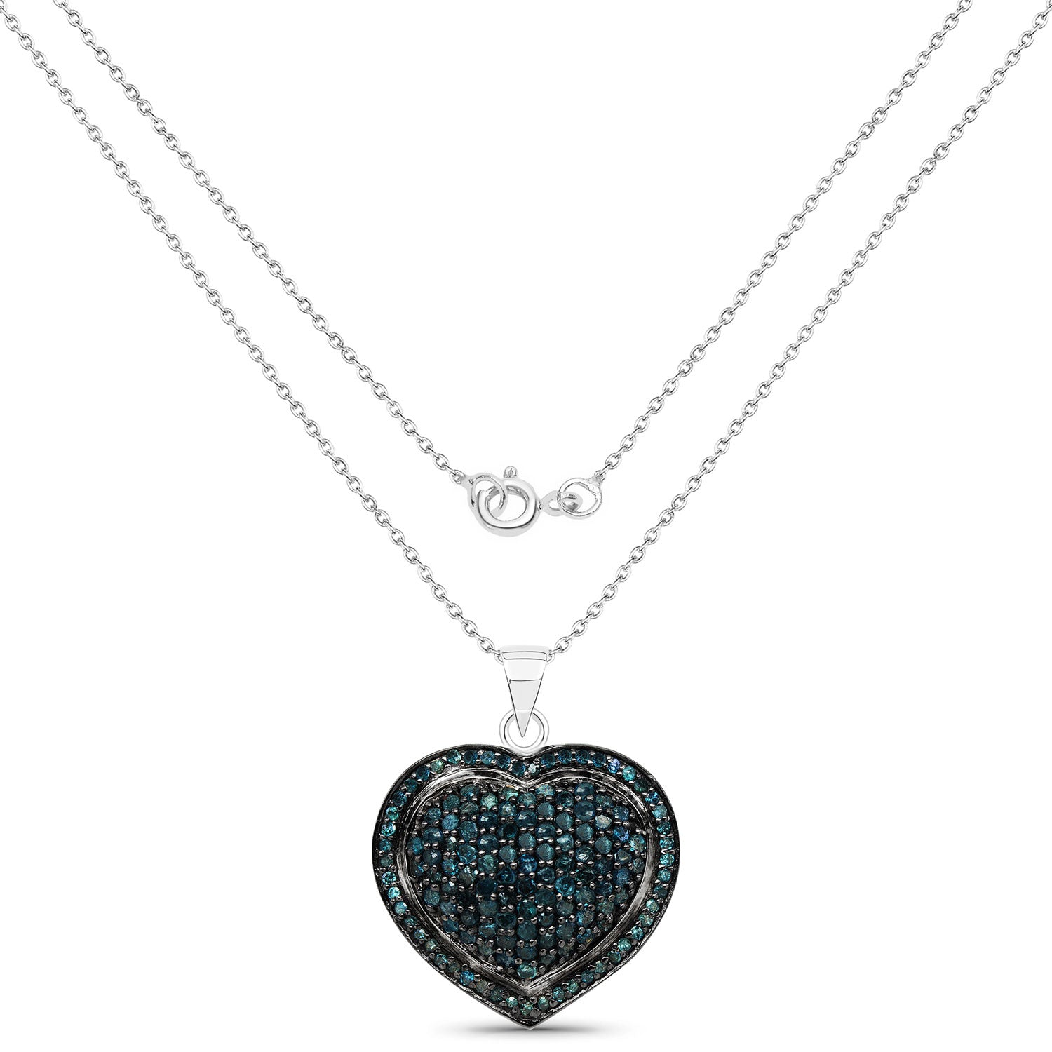 Genuine Blue Diamond Heart Necklace