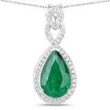 Genuine Zambian Emerald Diamond 14K Gold Statement Pendant