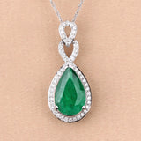 Genuine Zambian Emerald Diamond 14K Gold Statement Pendant