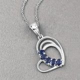 Genuine Blue Sapphire Heart Shape Pendant Necklace