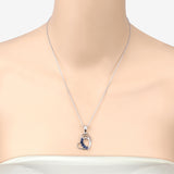 Genuine Blue Sapphire Heart Shape Pendant Necklace