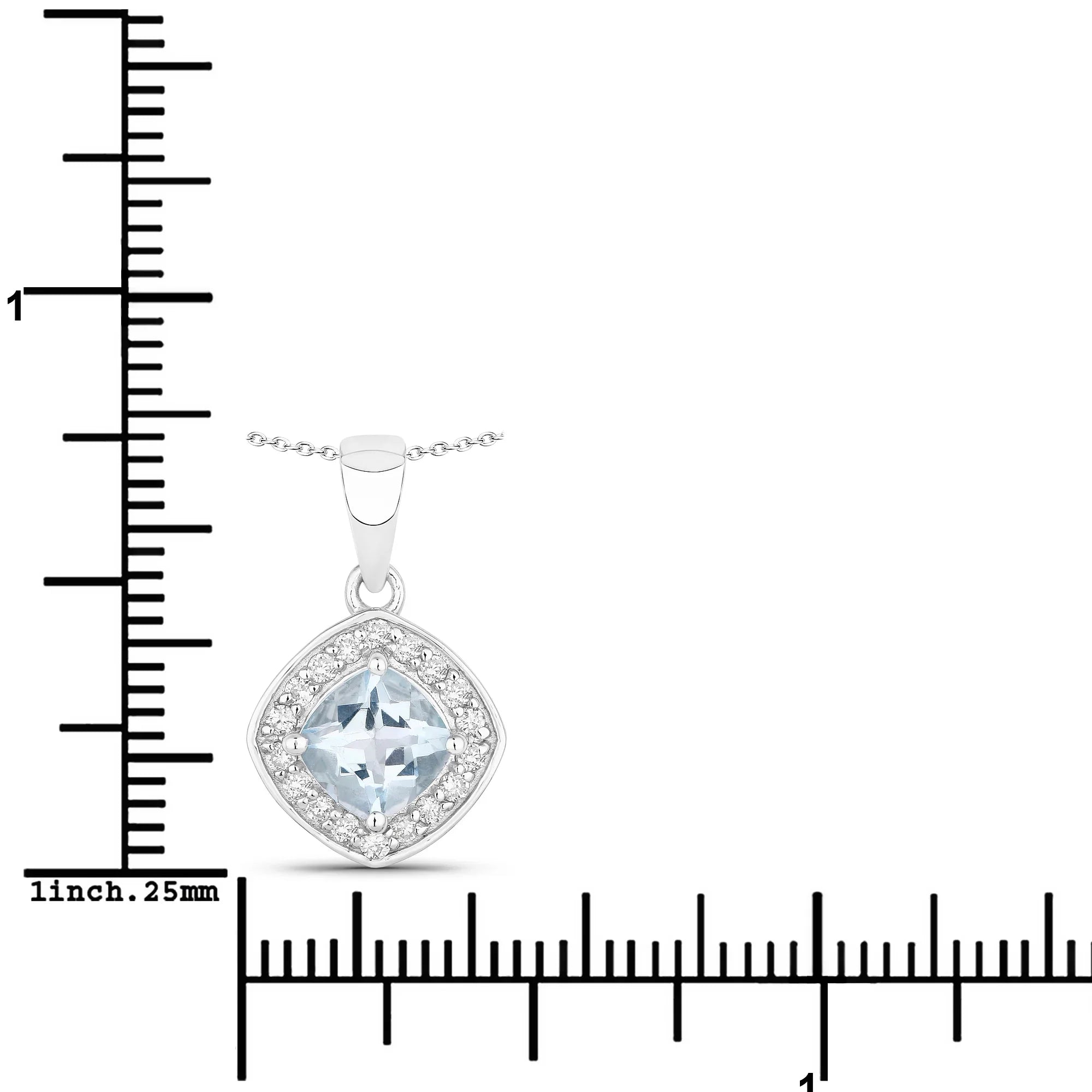 Natural Aquamarine and Lab Diamond Necklace