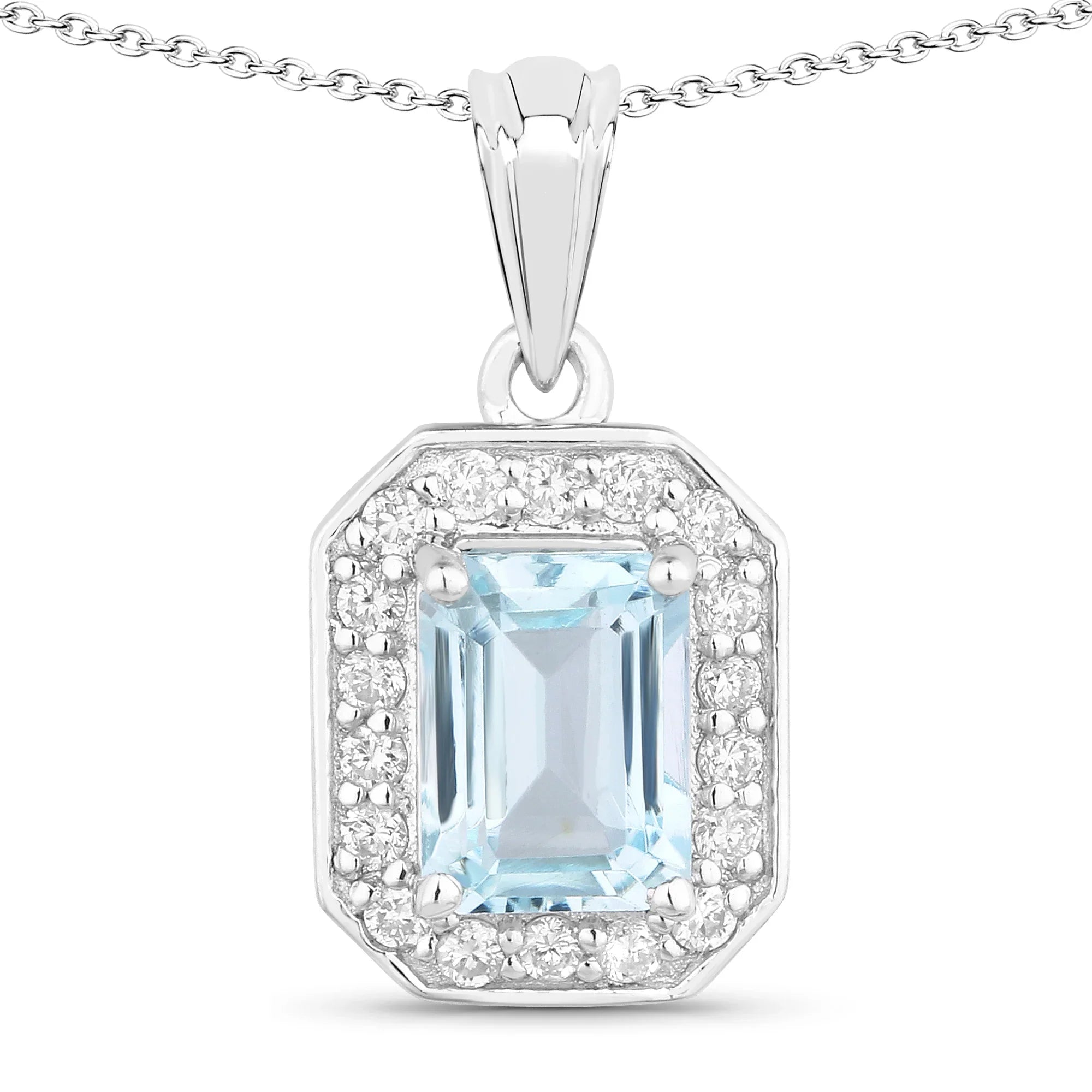 Natural Aquamarine Lab Diamond Necklace