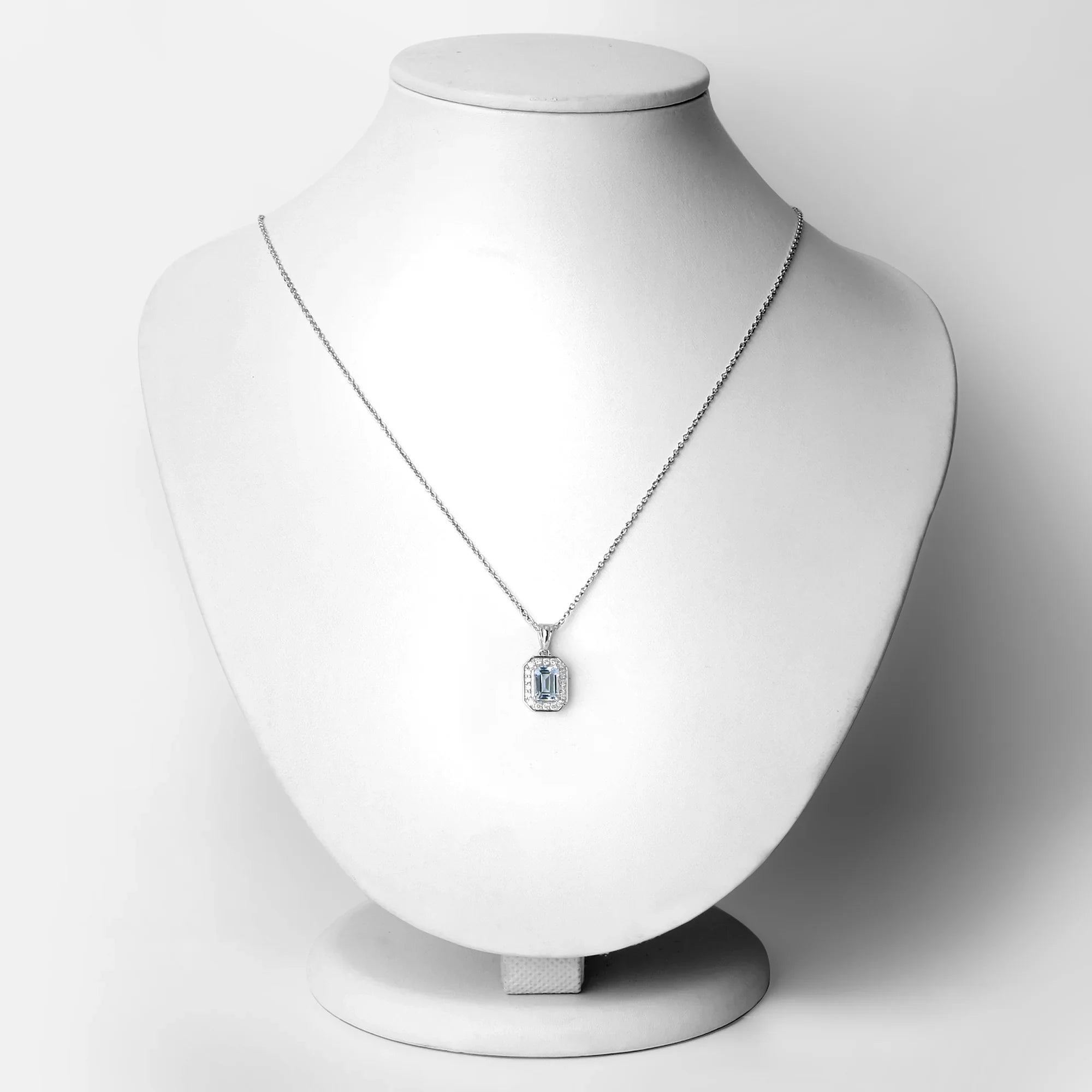 Natural Aquamarine Lab Diamond Necklace