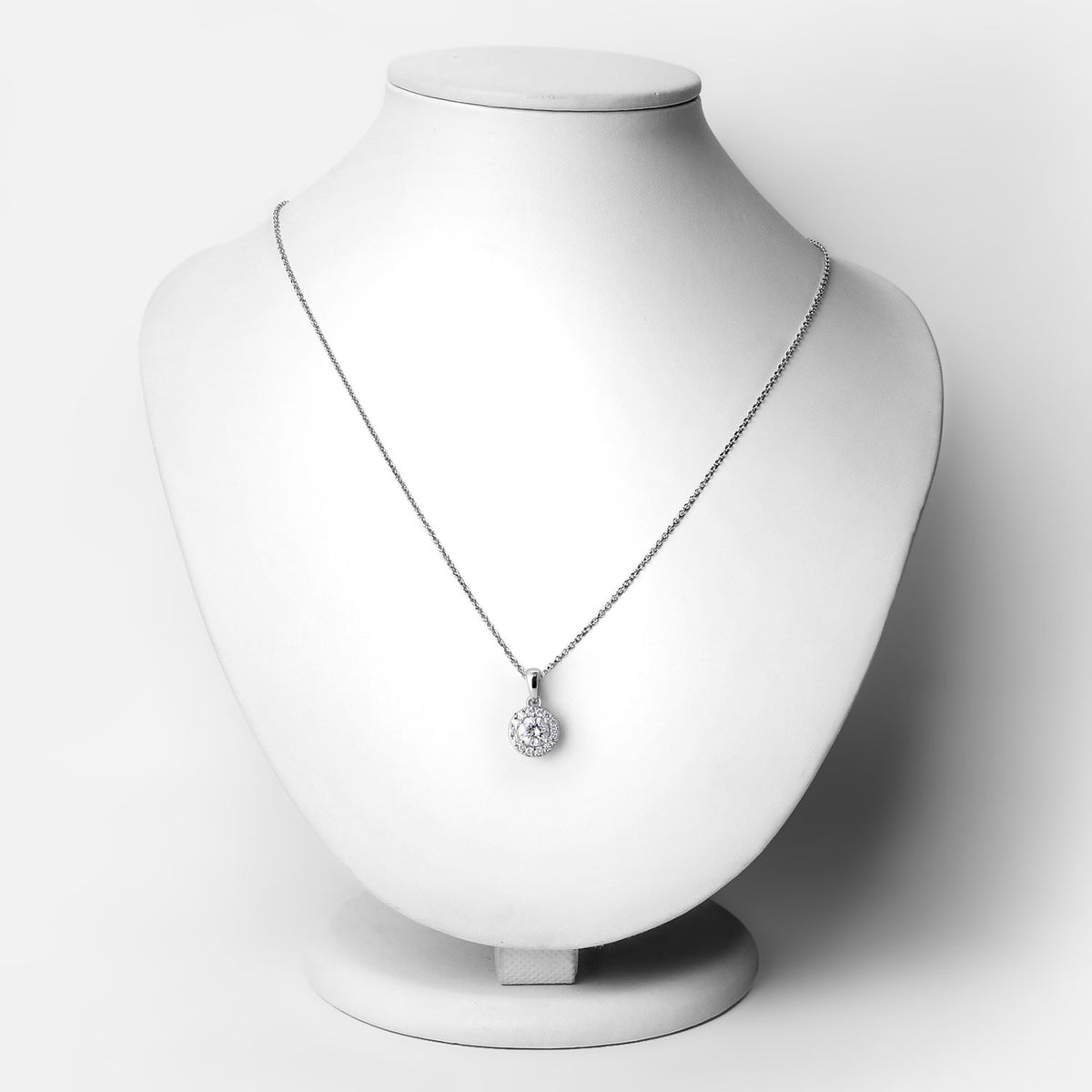 1.00 Cttw Round White Lab Grown Diamond Rhodium over Silver Pendant Necklace