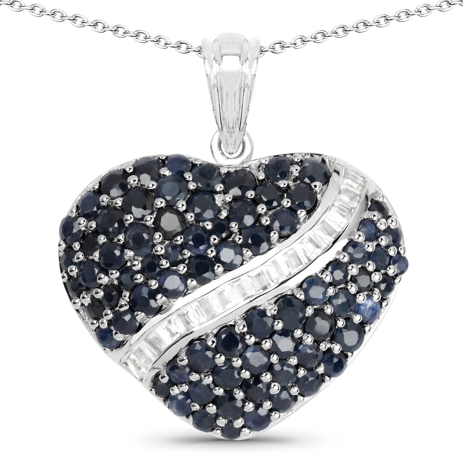 Genuine Blue Heart Sapphire Necklace