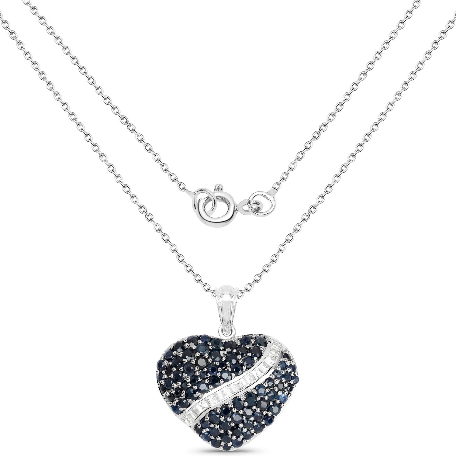 Genuine Blue Heart Sapphire Necklace