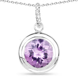 Natural Purple Amethyst Solitaire Pendant Necklace