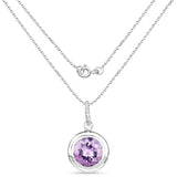 Natural Purple Amethyst Solitaire Pendant Necklace