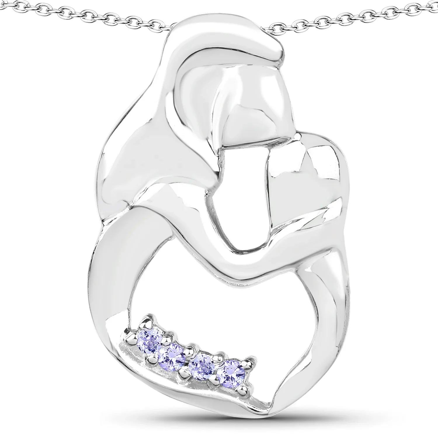Genuine Tanzanite Silver Mom Pendant Necklace