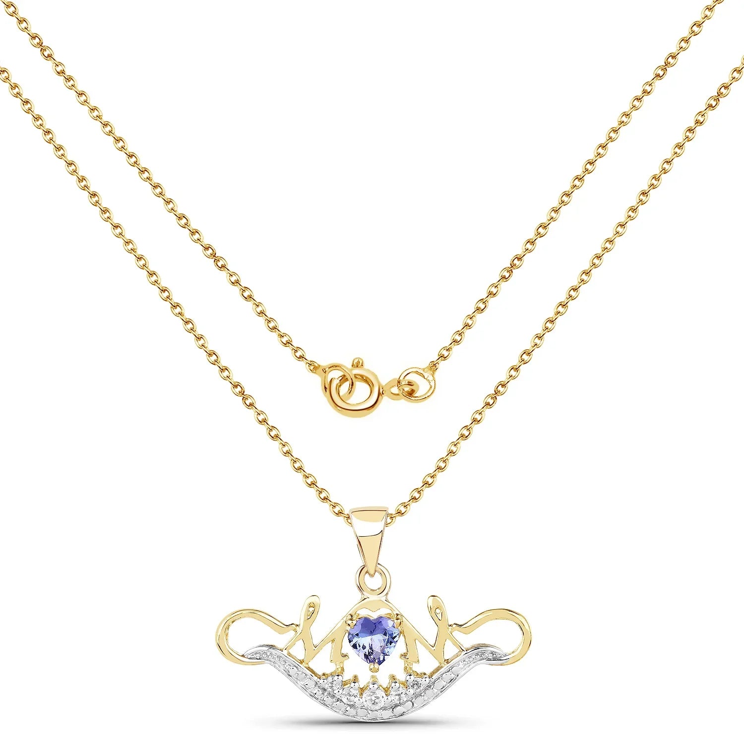 Genuine Tanzanite Mom Heart Pendant Necklace