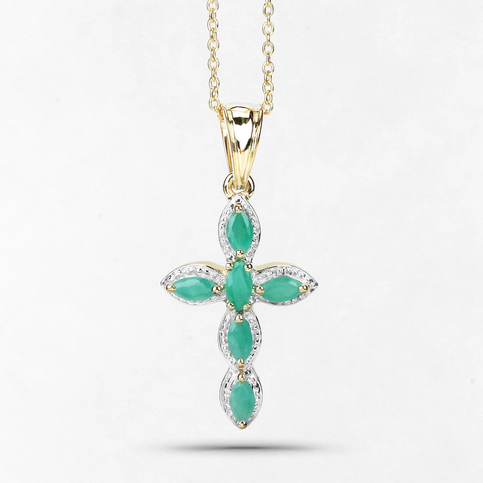 Genuine Emerald Green Cross Necklace