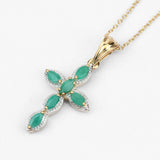 Genuine Emerald Green Cross Necklace