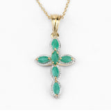 Genuine Emerald Green Cross Necklace