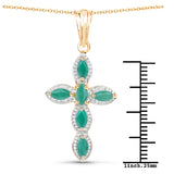 Genuine Emerald Green Cross Necklace