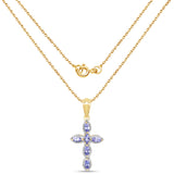 Genuine Tanzanite Cross Pendant Necklace