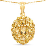 Genuine Citrine Cluster Pendant Necklace