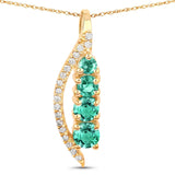 14K Yellow Gold Zambian Emerald Graduated Pendant