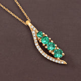 14K Yellow Gold Zambian Emerald Graduated Pendant