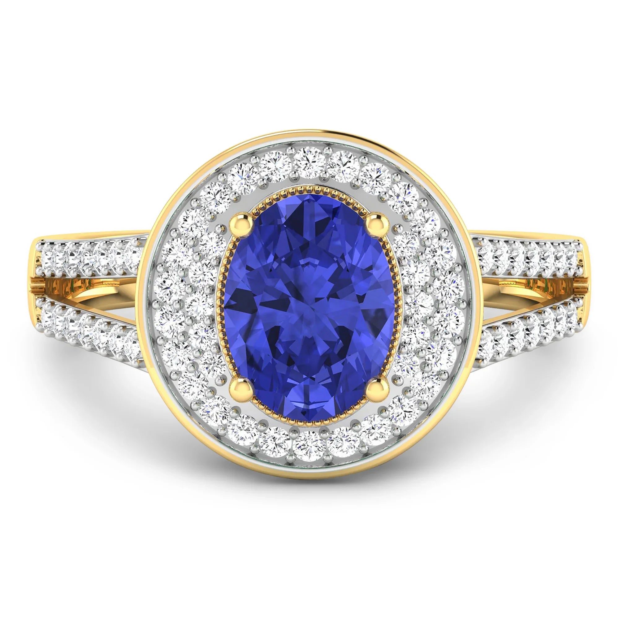 Genuine Tanzanite Diamond Halo Ring