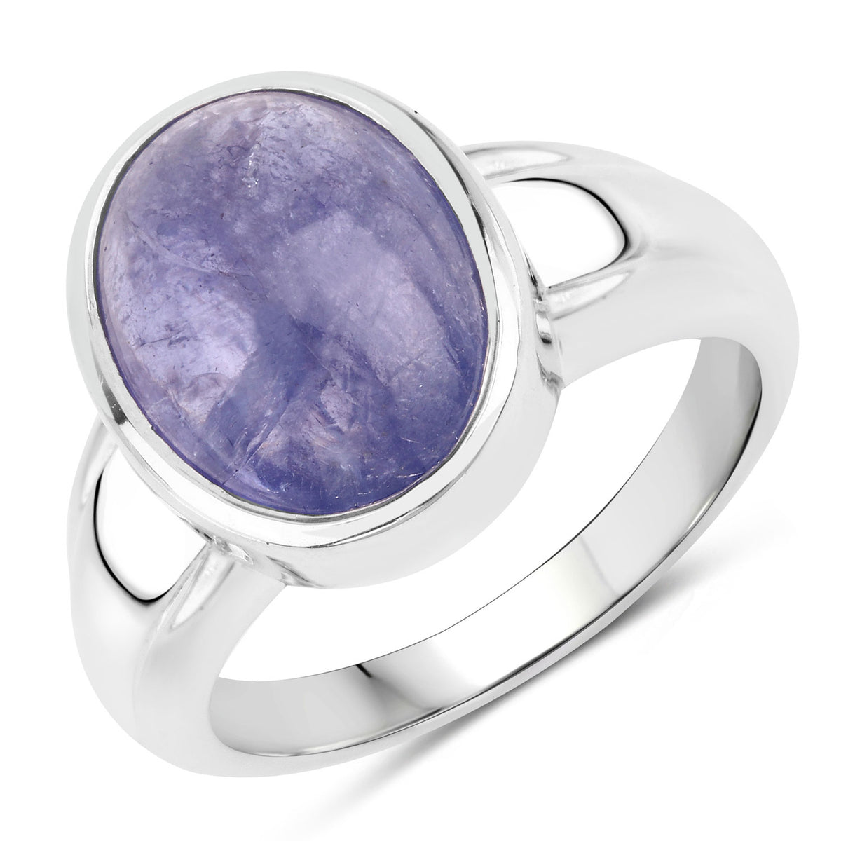 8.00 Cttw Oval Violet Tanzanite Bezel Rhodium over Silver Solitaire Ring