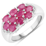 Natural Ruby Silver Cluster Ring