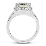 Genuine Green Amethyst Halo Ring