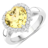 Genuine Citrine Heart Halo Ring