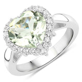 Heart Shaped Genuine Green Amethyst Ring