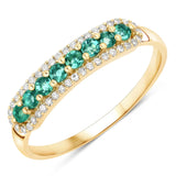 14K Yellow Gold Zambian Emerald Eternity Ring