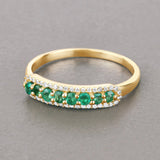 14K Yellow Gold Zambian Emerald Eternity Ring